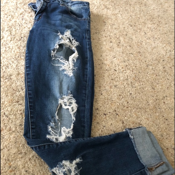 Denim - Dark Wash Ripped Jeans